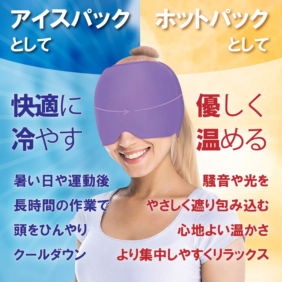 Kingworth HOT&COLD MIGRAINRELIEF HEAD HAT(頭用)冷温両用 アイシングサポーター ジェルパッド